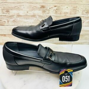 Calvin Klein Meson  Sz 8 Classic Black Slip-on Apron Toe Bit Loafer Oxford Shoe